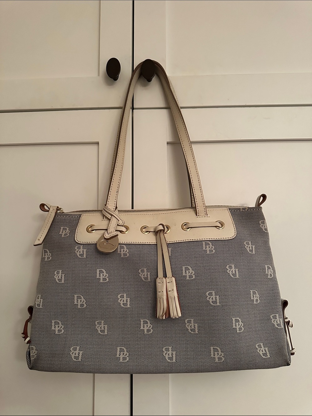 DOONEY & BOURKE TAPESTRY AND LEATHER BAG